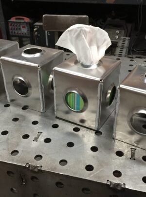 Hot Rod aluminum tissue box cover.