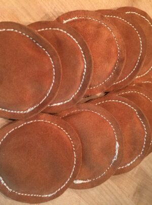 4″ Diameter Pre Filled Leather document weights/positioning weights