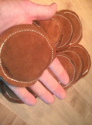 4″ Diameter Pre Filled Leather document weights/positioning weights
