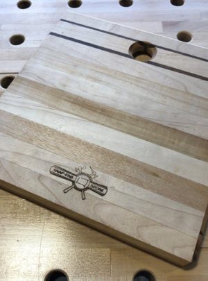 Maple and Walnut Cutting board. 9″x10″