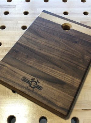 Walnut and Maple Cutting board. 9″x11 1/2″