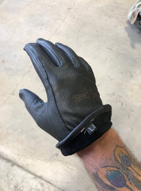 black deer skin leather gloves